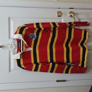 Men's red, black and gold striped Rugby Ralph Lauren long sleeve shirt size XXL